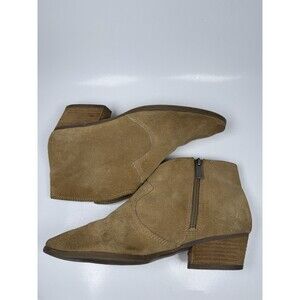Vince Camuto VC Cider Suede Booties Coyote Brown Burnished Toe Zip 8.5